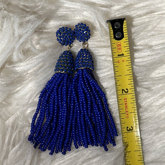 Sugarfix by Bauble Bar Cobalt Blue Beaded Tassel Earrings - Picture 3 of 5